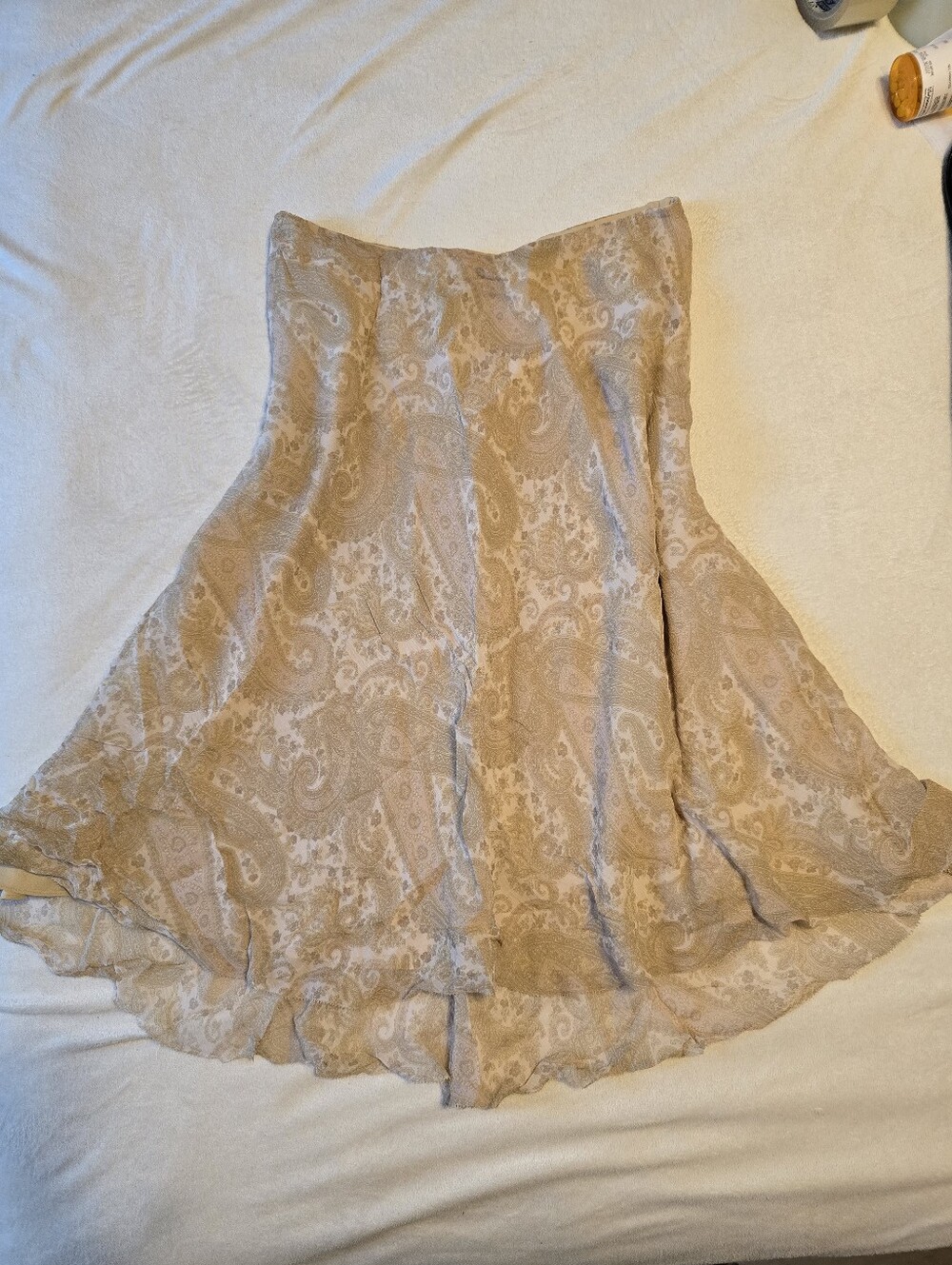 Beige Paisley A-Line Skirt